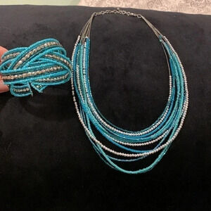 Beads  and silvertone set